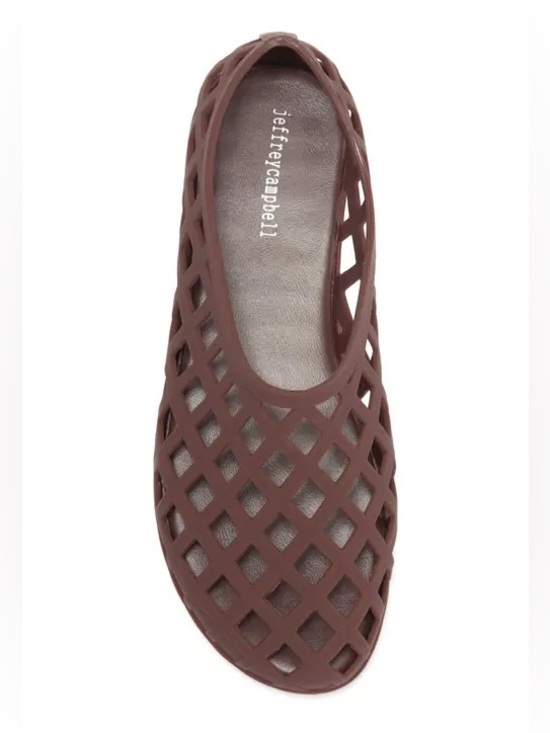 Jeffrey Campbell Shoes - Jeffrey Campbell Jelly Matte Brown Lattice Cutout Slip-On Flat